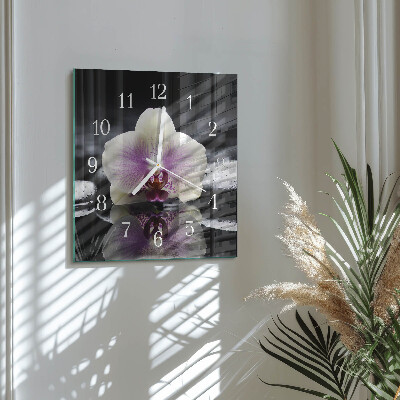 Wanduhr quadratisch Orchidee