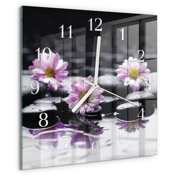 Wanduhr quadratisch Blumen