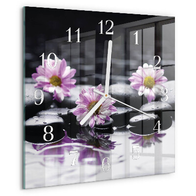 Wanduhr quadratisch Blumen