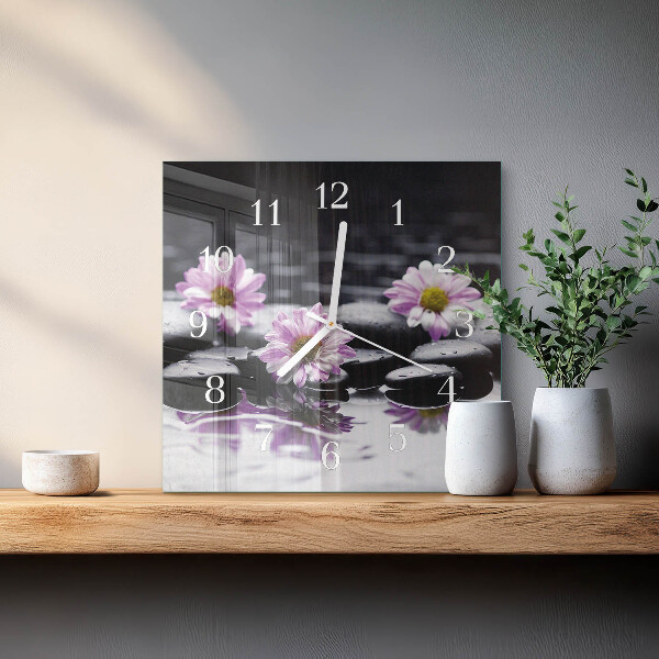 Wanduhr quadratisch Blumen