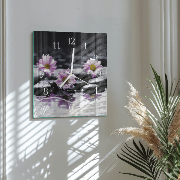 Wanduhr quadratisch Blumen