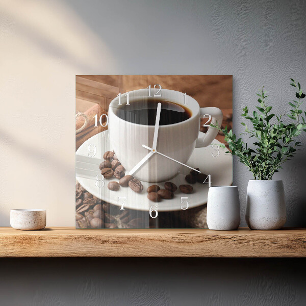 Wanduhr quadratisch Kaffee