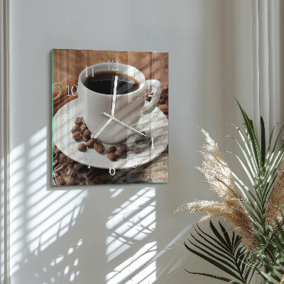 Wanduhr quadratisch Kaffee