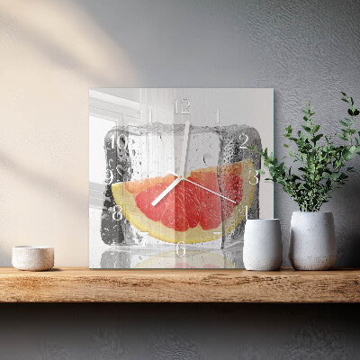 Wanduhr quadratisch Grapefruit-Eiscreme