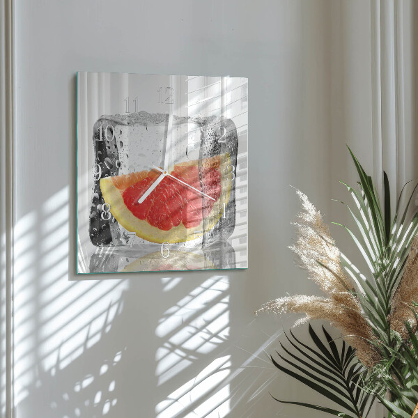 Wanduhr quadratisch Grapefruit-Eiscreme