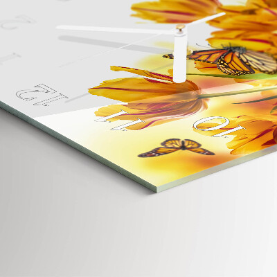 Wanduhr quadratisch Tulpen