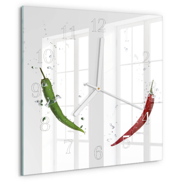 Wanduhr quadratisch Chilischoten