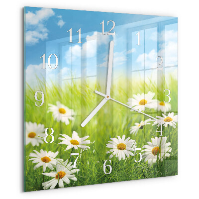 Wanduhr quadratisch Wiese