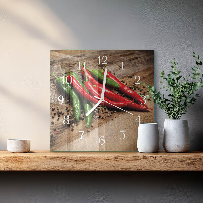 Wanduhr quadratisch Chilischoten