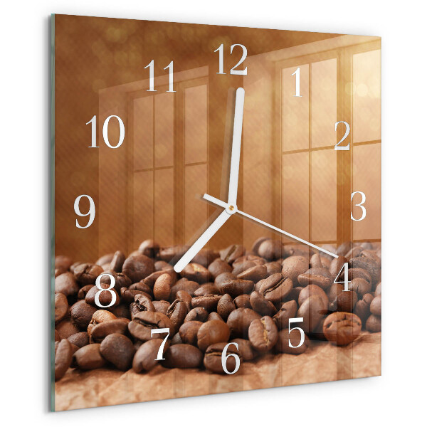 Wanduhr quadratisch Kaffeebohnen
