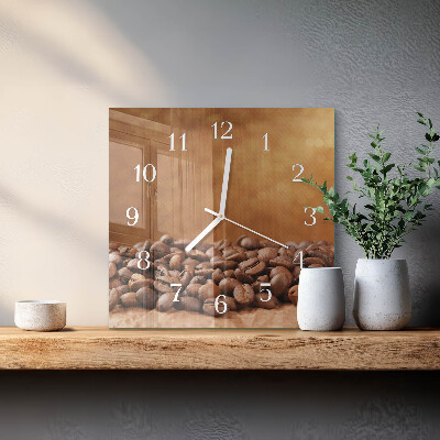 Wanduhr quadratisch Kaffeebohnen