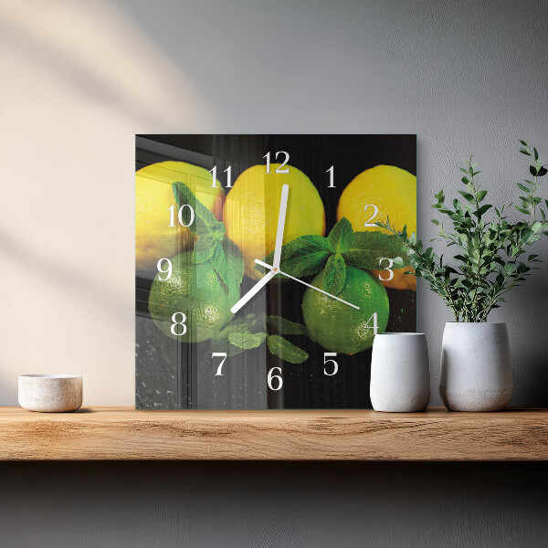 Wanduhr quadratisch Zitronen
