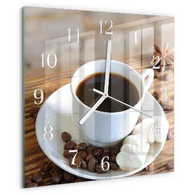 Wanduhr quadratisch Kaffee
