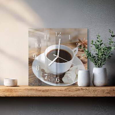 Wanduhr quadratisch Kaffee