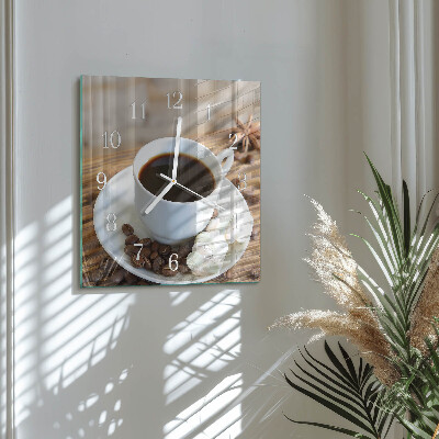 Wanduhr quadratisch Kaffee