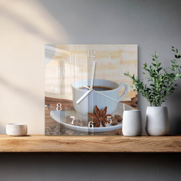 Wanduhr quadratisch Kaffee