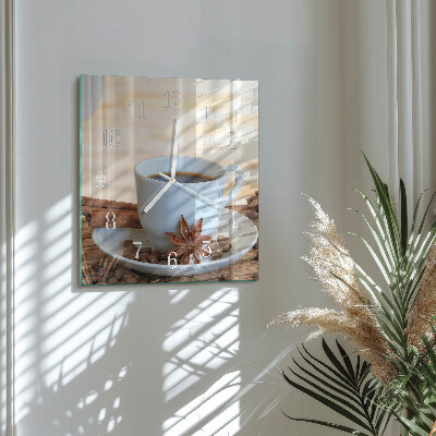 Wanduhr quadratisch Kaffee