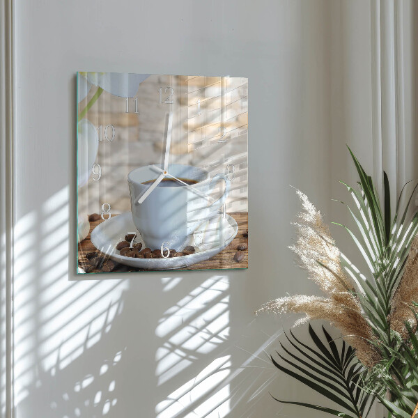 Wanduhr quadratisch Kaffee