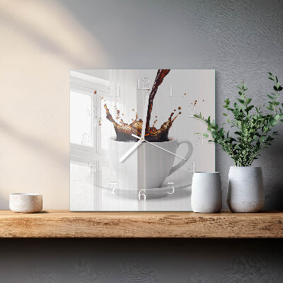 Wanduhr quadratisch Kaffee