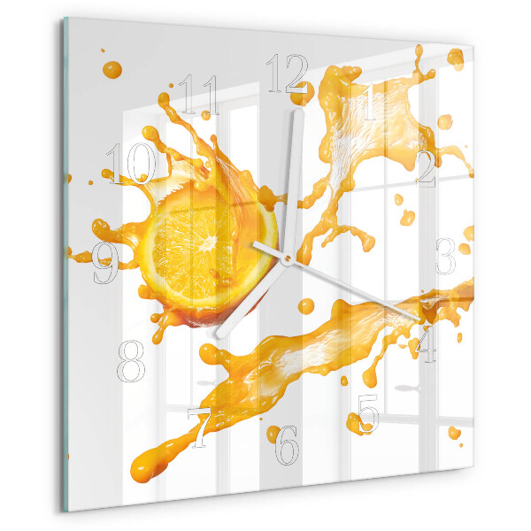 Wanduhr quadratisch Orangensaft