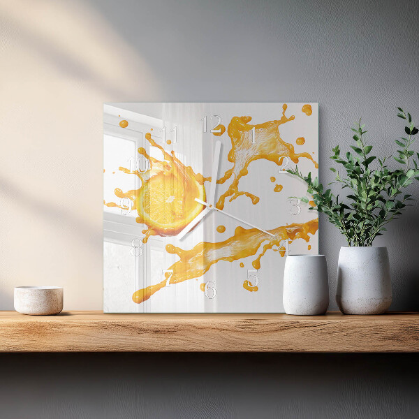 Wanduhr quadratisch Orangensaft
