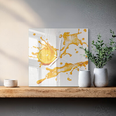 Wanduhr quadratisch Orangensaft