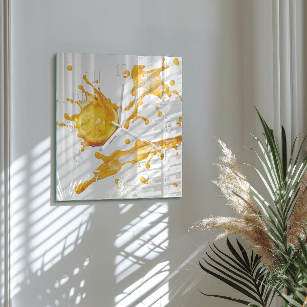 Wanduhr quadratisch Orangensaft