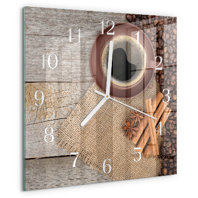 Wanduhr quadratisch Kaffeebohnen