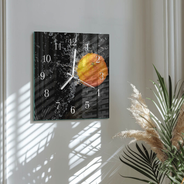 Wanduhr quadratisch Orange