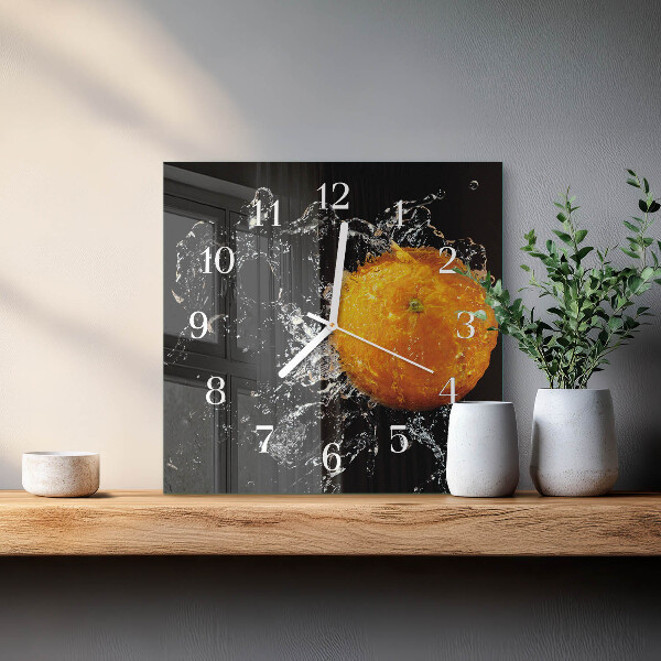 Wanduhr quadratisch Orange