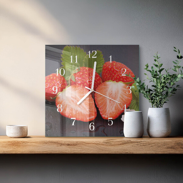 Wanduhr quadratisch Erdbeeren
