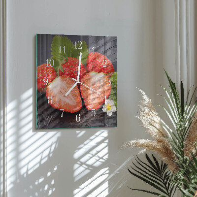 Wanduhr quadratisch Erdbeeren