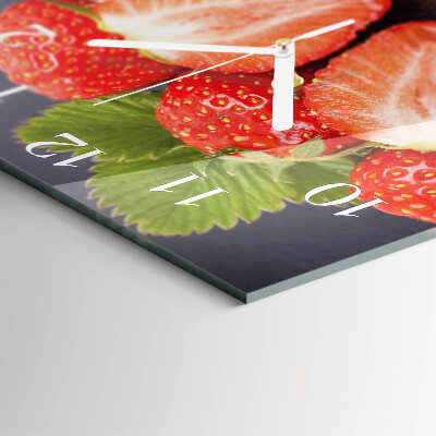 Wanduhr quadratisch Erdbeeren