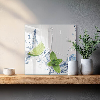 Wanduhr quadratisch Minze mit Limette