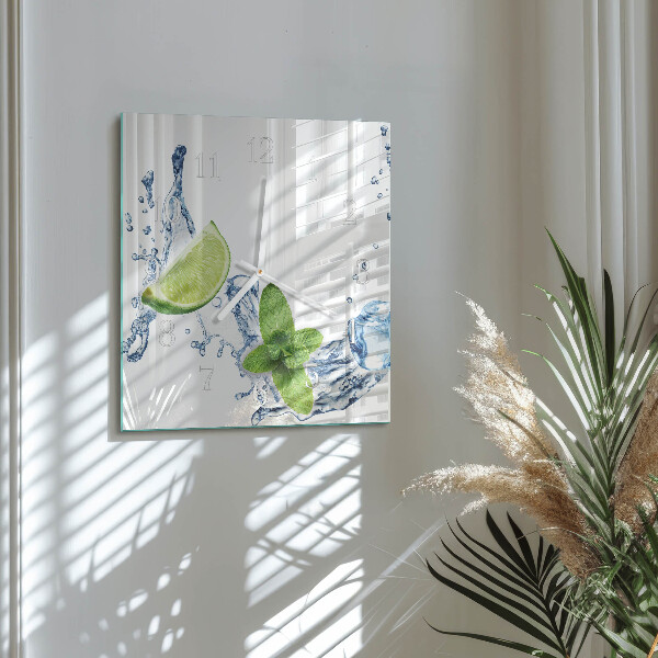 Wanduhr quadratisch Minze mit Limette