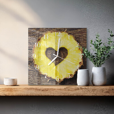 Wanduhr quadratisch Ananas
