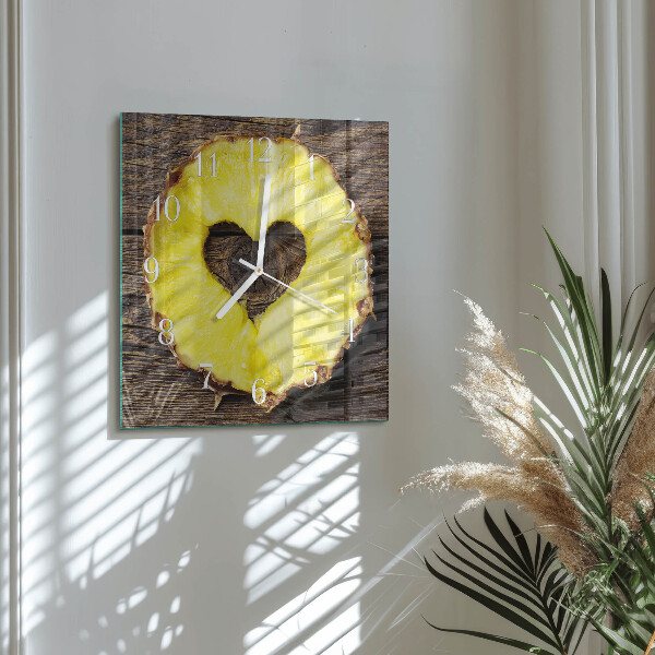 Wanduhr quadratisch Ananas