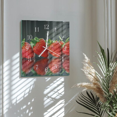 Wanduhr quadratisch Erdbeeren