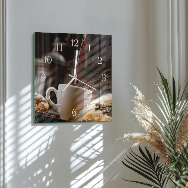 Wanduhr quadratisch Kaffee