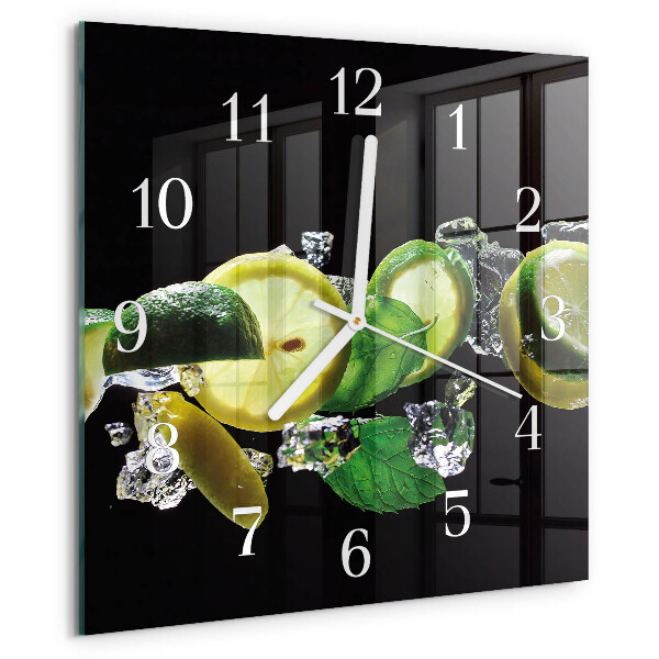 Wanduhr quadratisch Zitrone und Limette