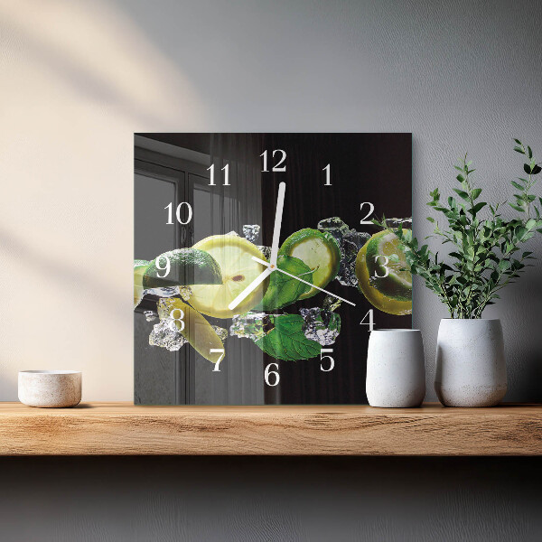 Wanduhr quadratisch Zitrone und Limette
