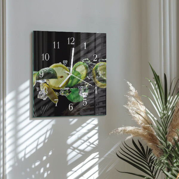 Wanduhr quadratisch Zitrone und Limette