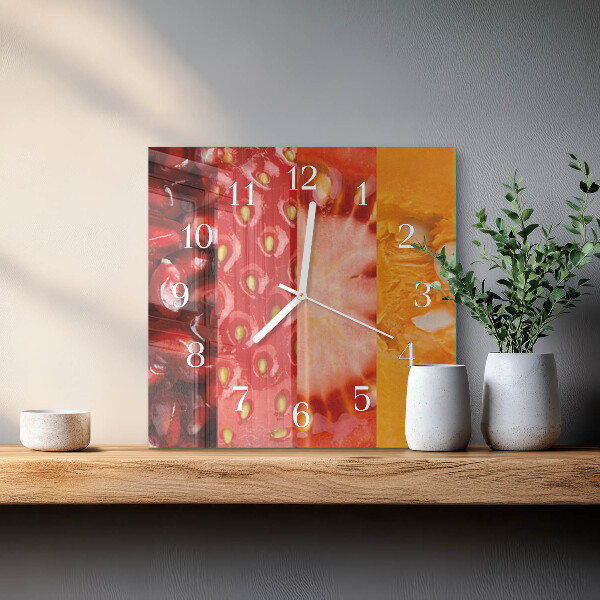 Wanduhr quadratisch Obst