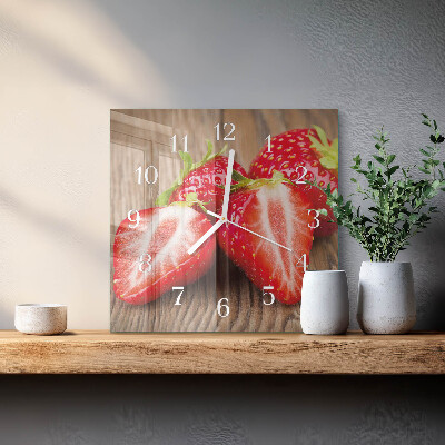 Wanduhr quadratisch Erdbeeren