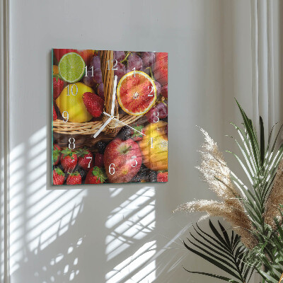 Wanduhr quadratisch Obst