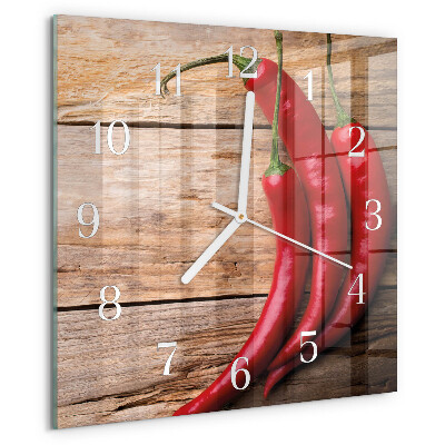Wanduhr quadratisch Chilischoten