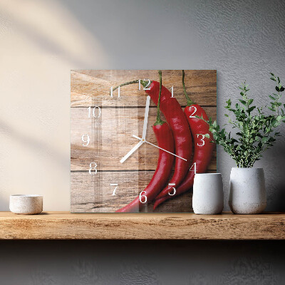 Wanduhr quadratisch Chilischoten