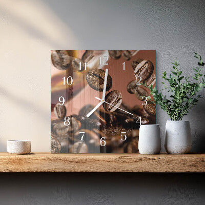 Wanduhr quadratisch Kaffeebohnen