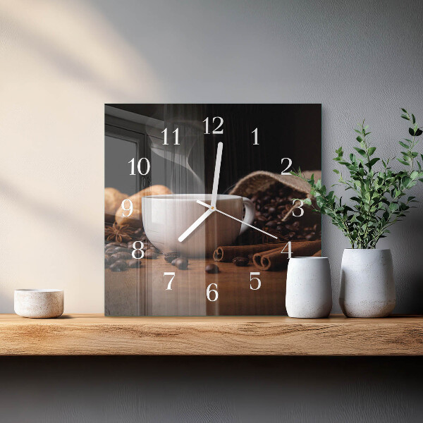 Wanduhr quadratisch Kaffee
