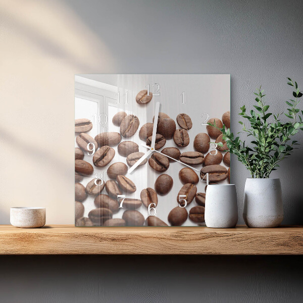 Wanduhr quadratisch Kaffeebohnen